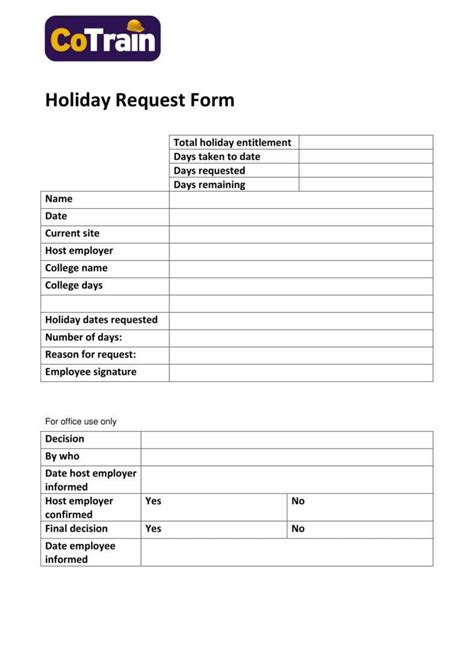 9 Holiday Request Form Templates Pdf Doc