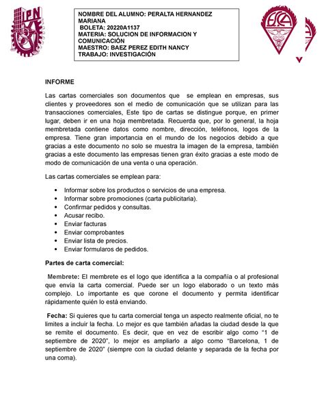 Word Basico Investigacion Informe Las Cartas Comerciales Son