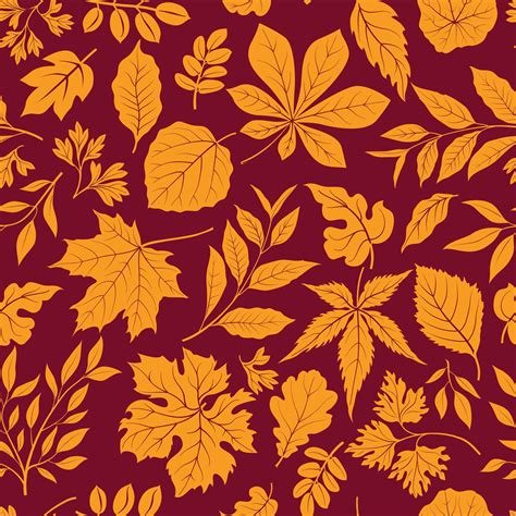 Autumn Leaves Stylish Background Fall Seamless Pattern With Hand Drawn