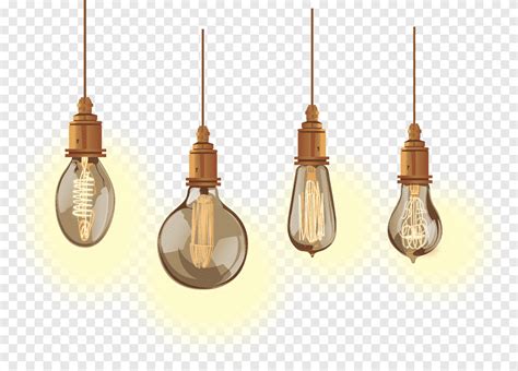 Four Edison Light Bulbs Illustration Incandescent Light Bulb Lamp