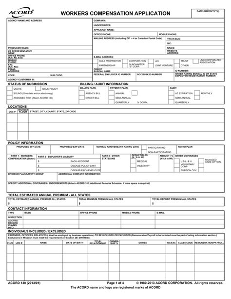Acord Bor Form Fillable Printable Forms Free Online