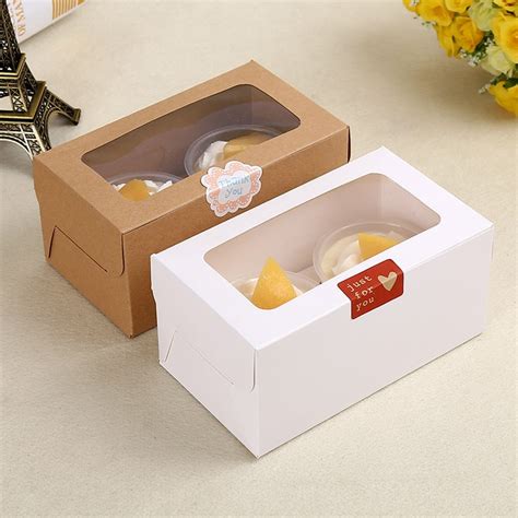 100pcs 16x9x75cm Muffin Packaging 2 Cupcake Boxeswhite Cardboard T