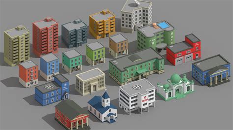 3d Model Simplepoly Buildings Low Poly Assets Vr Ar Low Poly