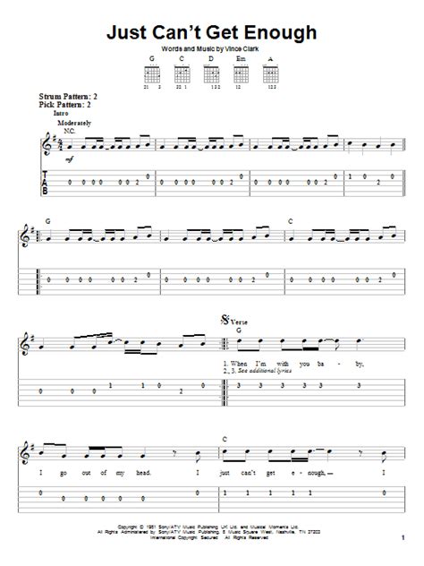 Just Cant Get Enough By Depeche Mode Easy Guitar Tab Guitar Instructor