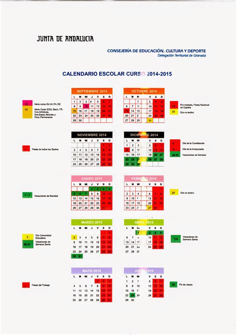Calendario Escolar Granada 2022 23