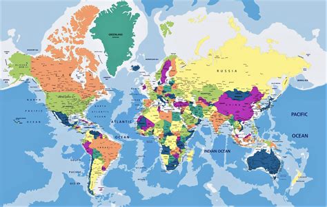 Mapa Del Mundo Vectorial Colorido Completo Con Todos Los Nombres De