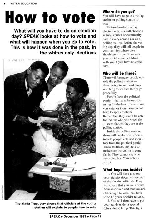 How To Vote By SPEAK December 1993 Johannesburg South African