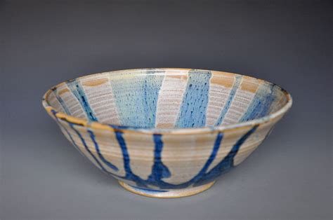 Blue Ceramic Salad Bowl Pottery Serving Pasta Bowl A Etsy