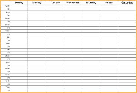 Weekly Hourly Planner Template Excel