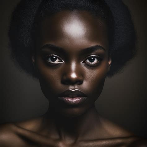 Premium Photo Portrait Of A Beautiful Darkskinned Woman On A Dark