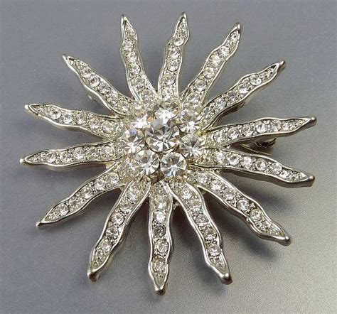 Vintage Rhinestone Sun Brooch Etsy Brooch Vintage Rhinestone