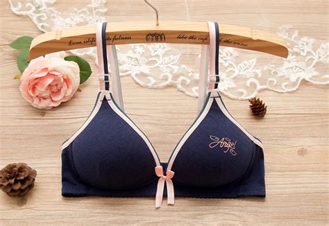 Buy A Cup Cotton Puberty Girl Underwear Pure Color Letter Printed Training Bras
