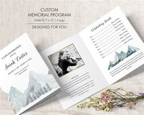 Funeral Program Template Printable Mountain Funeral Photo Program In