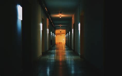 Wallpaper Corridor Dark Building Lighting Hd Widescreen High
