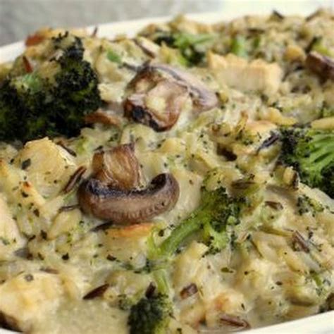 Bring chicken stock to a boil in a medium pot. Chicken, Mushroom, Broccoli, and Rice Casserole | Recipe ...