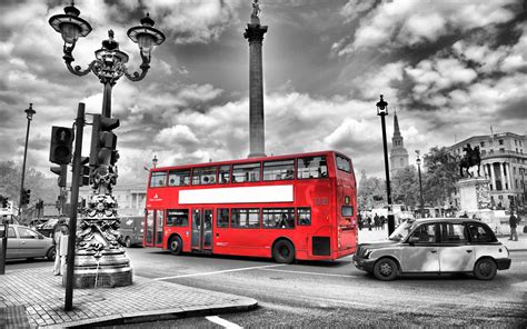 Black And White Bus Lights England London Street Blur Road London City