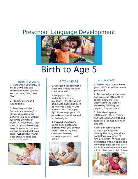 Preschool Language Development 2 Preschool Language Development Birth