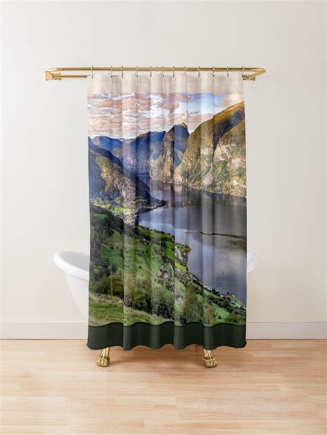 Aurlandsfjord Above Flåm Norway Shower Curtain By Kathy Weaver