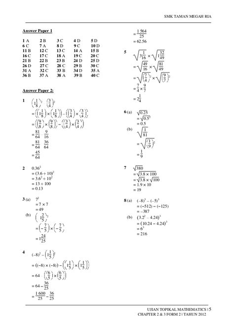 This form 3 mathematics textbook is prepared based on kurikulum standard sekolah. Homework chapter 2& 3 form 2