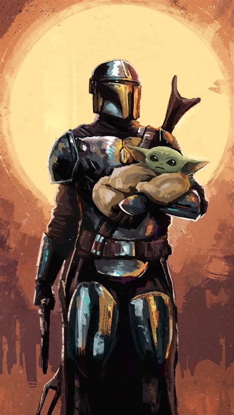 1080x1920 The Mandalorian And Baby Yoda Art Iphone 7 6s 6 Plus And