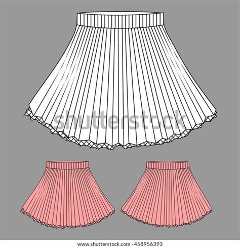 Vector Illustration Womens Pleated Skirt Front Stock Vector Royalty