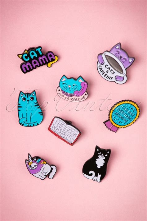 60s Cats And Caffeine Enamel Pin