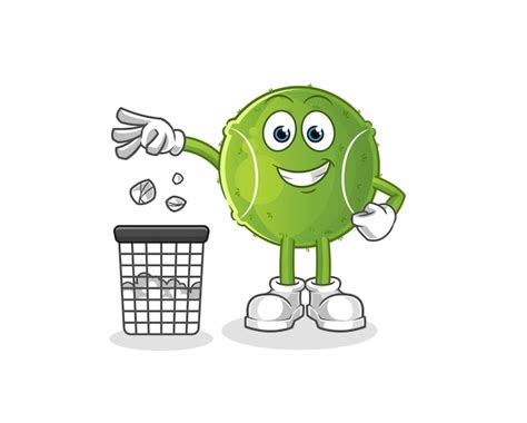 Premium Vector Tennis Ball Throw Garbage Mascot Cartoon Vector