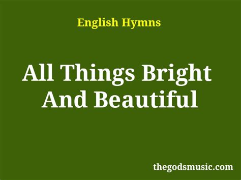 All Things Bright And Beautiful Song Lyrics