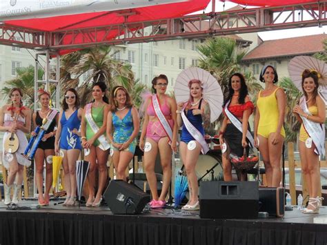 Bathing Beauties Show Off Retro Pinup Swimwear In The Galveston Island Beach Revue Pageant