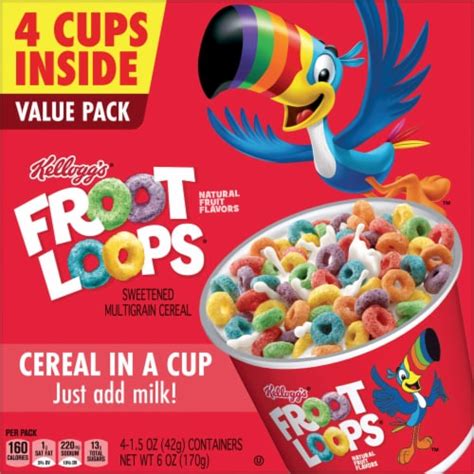 Kellogg S Froot Loops Original Breakfast Cereal Cups Value Pack 6 0 Oz