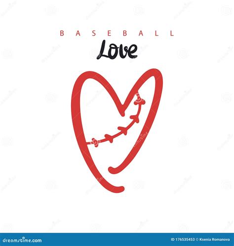 Vector Illustration For Baseball Heart Shaped Ball Stock Vector