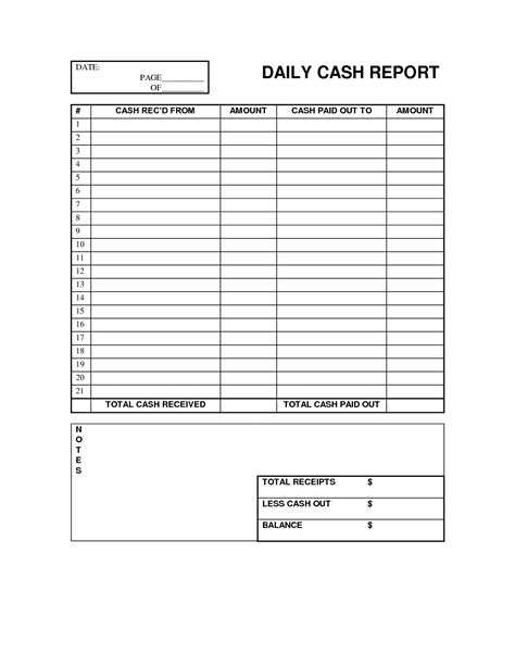 Daily Cash Report Free Office Form Template Balance Sheet Template Excel Spreadsheets