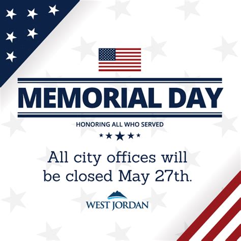 Memorial Day City Offices Closed Calendar