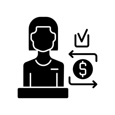Bank Teller Black Glyph Icon Finance And Customer Service Professional