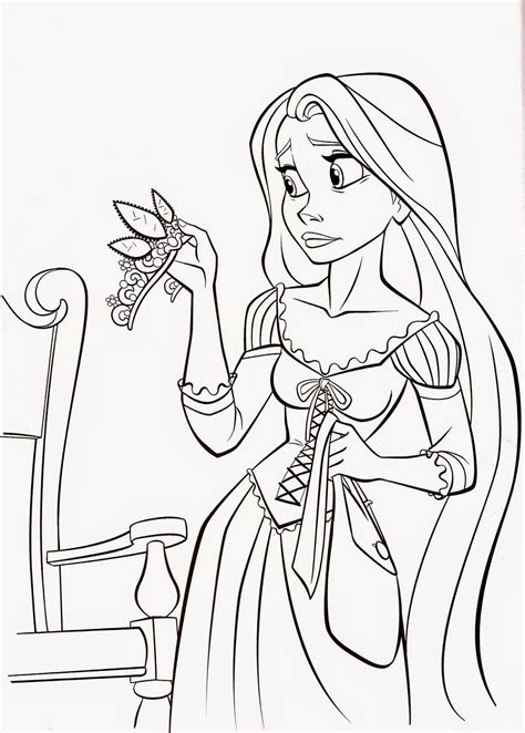 Choose your favorite coloring page and color it in bright colors. Beautiful princess holding a crown.Free printable coloring