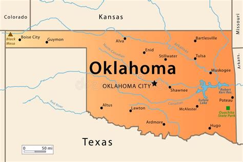 Oklahoma Physical Map