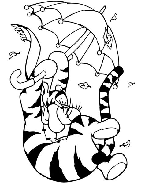 Tigger Holding Umbrella Coloring Pages Coloring Cool