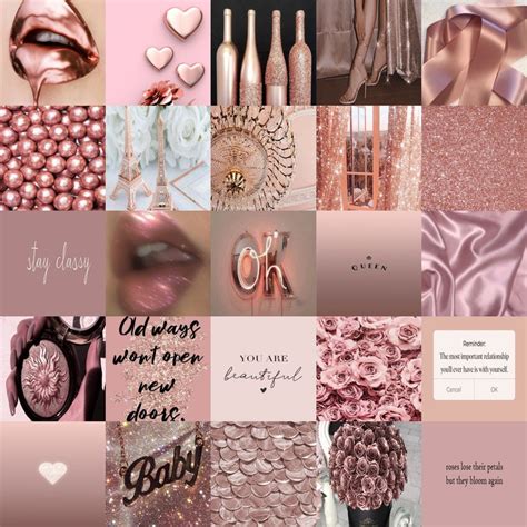 Rose Gold Aesthetic Wall Collage Pink Wall Collage Gold Etsy