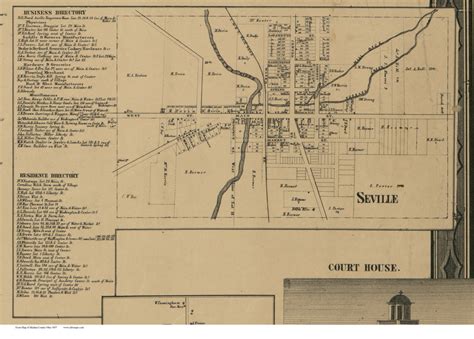 Seville Guilford Ohio 1857 Old Town Map Custom Print Medina Co