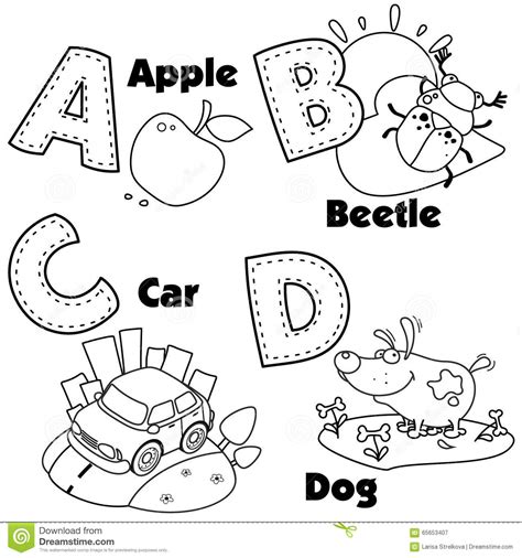 Please share our coloring pages. English Alphabet And The Letters A, B, C And D Stock ...