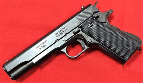 Replica M1911 Us Colt Hand Gun Pistol Denix Hatched Black Grips Non