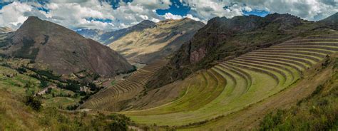 Inca Agricultural Terraces In Pisac Sacred Valley Peru Amazon
