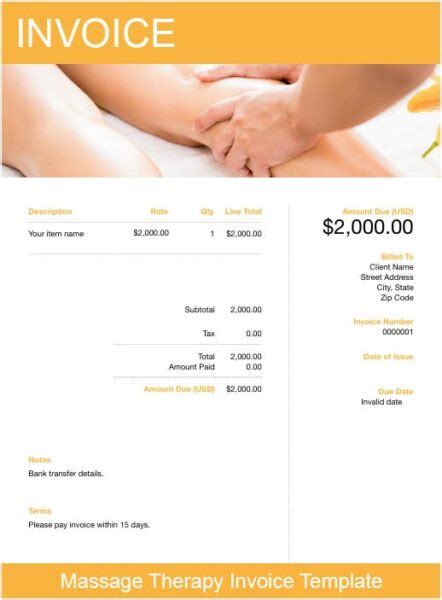 Free Massage Therapy Invoice Template Download Now Freshbooks
