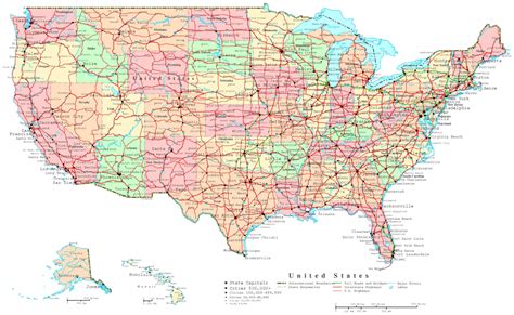 A Big Map Of The United States With Capitals Printable Map Large