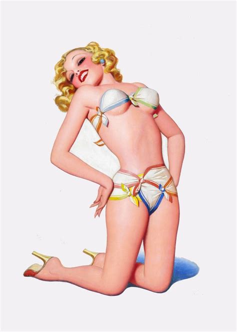 Vintage Art Deco Pinup Swimsuit Swimwear Illustration Digital