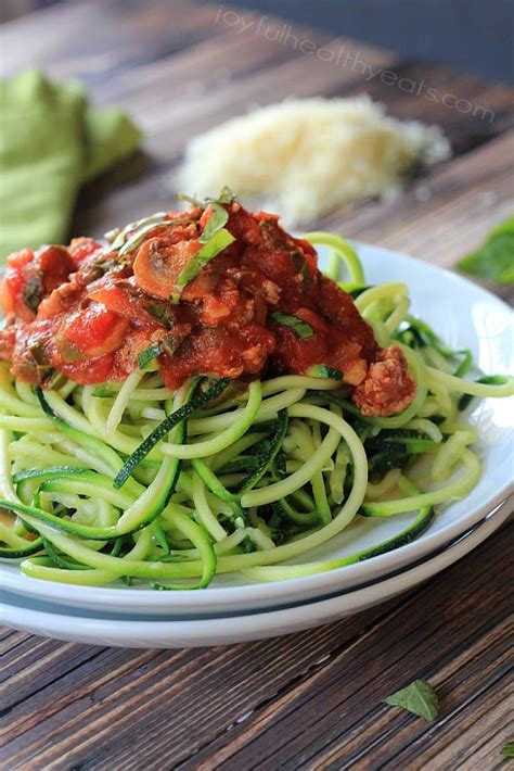 Zucchini Noodles With Meat Mushroom Tomato Sauce Gluten