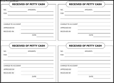 Petty Cash Received Form Template Sample Templates Sample Templates
