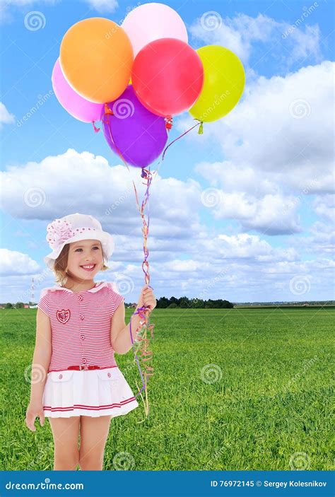 Girl Holding Balloons Stock Image Image Of Cute Kids 76972145