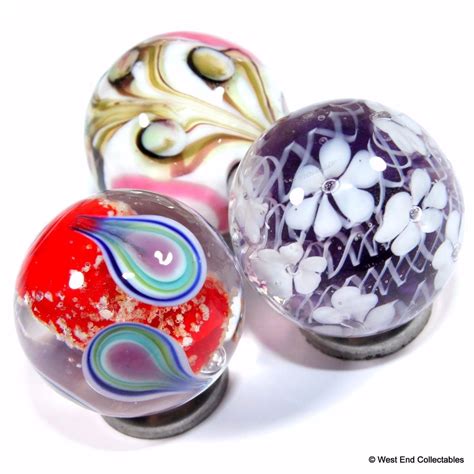 Set Of 3 X 22mm Stunning Handmade Glass Toy Marbles 1 X Glow In The