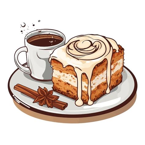 Premium Vector Coffee Cake Vector Clipart White Background